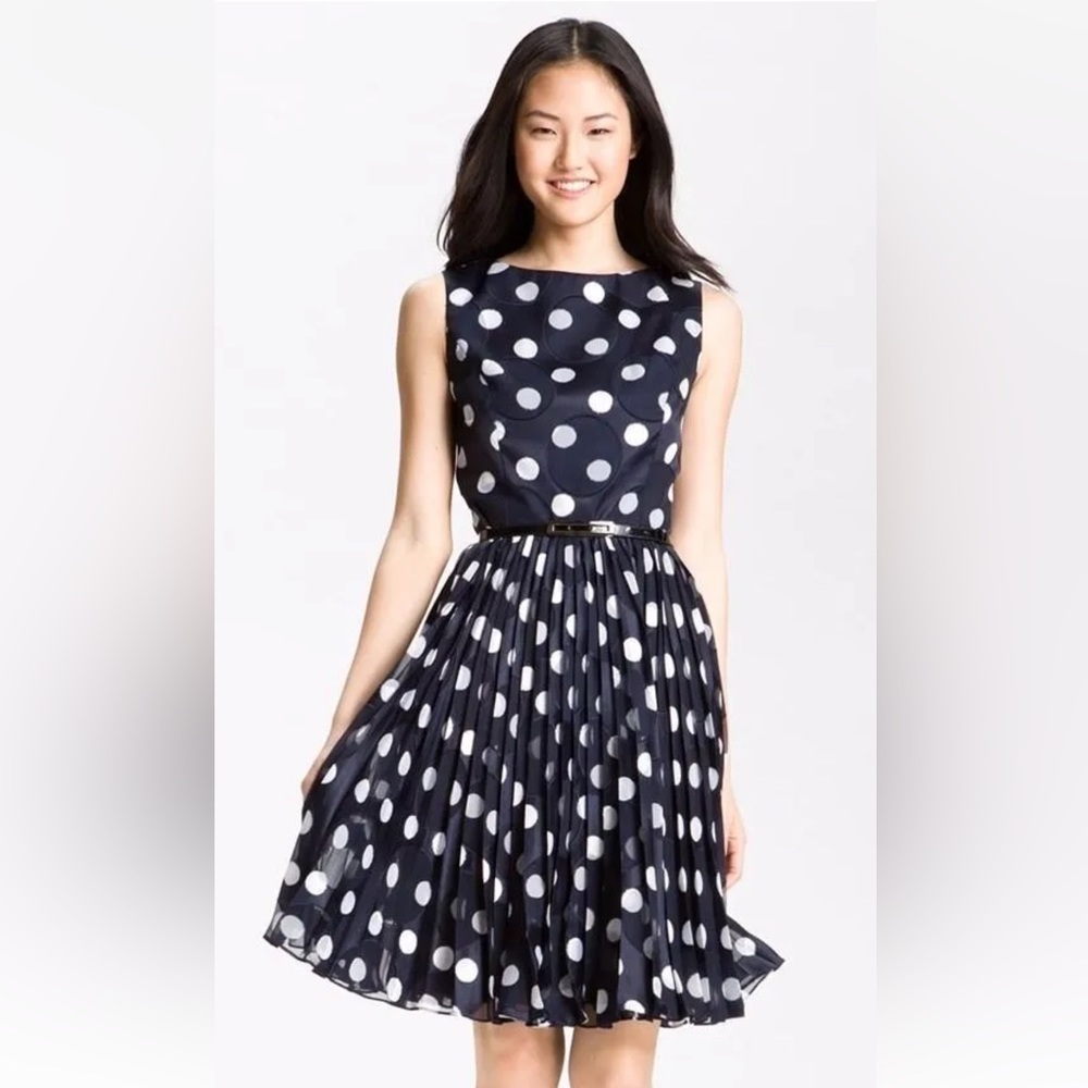 Adriana Papell Burnout Polka Dot Fit & Flare Dress